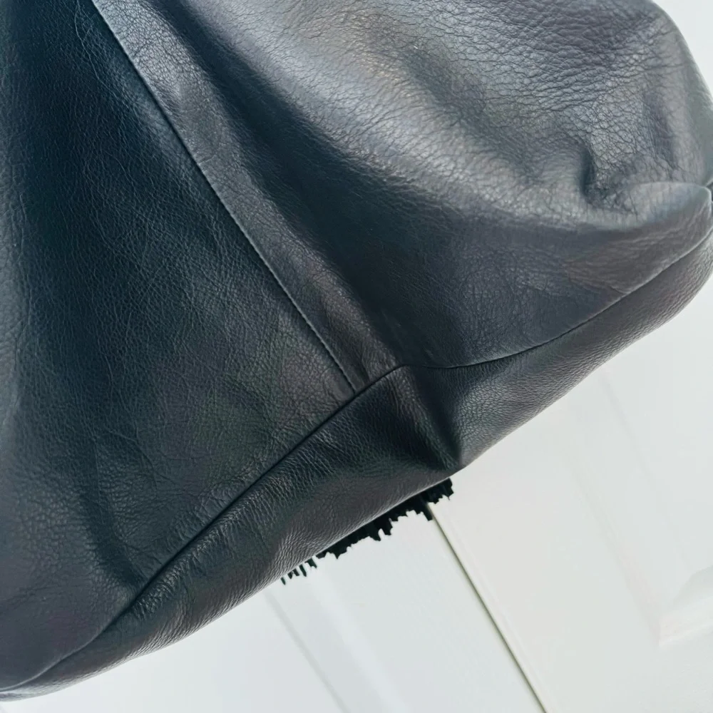 MARGOT Black Leather Suede Fringe Hobo Shoulder Bag Purse - Picture 11 of 11